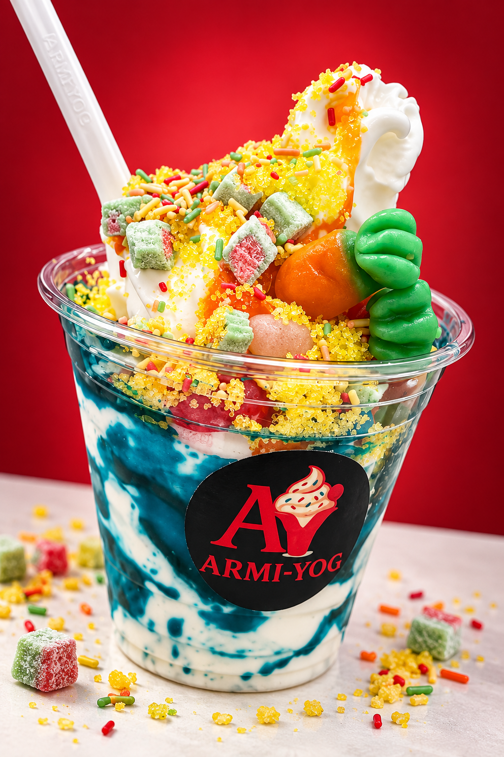 Yogur helado Armi-Yog con toppings